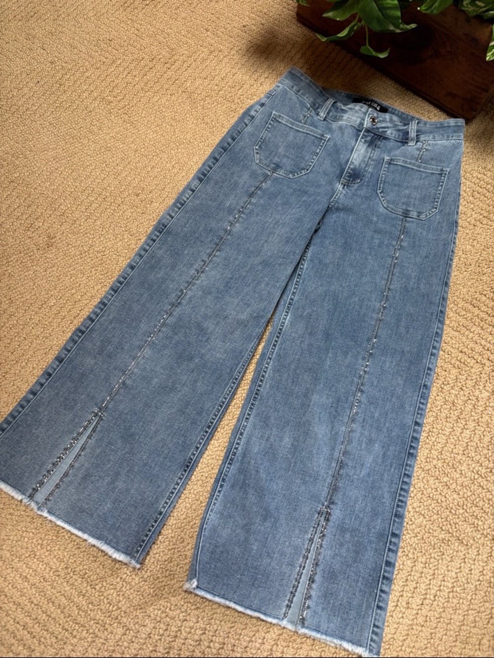 Joseph Ribkoff Wide-Leg Denim Jeans in Blue